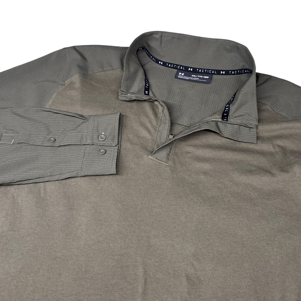Under Armour Tactical Combat Shirt Men XXL Green Ripstop Sleeve Polo Long Sleeve
